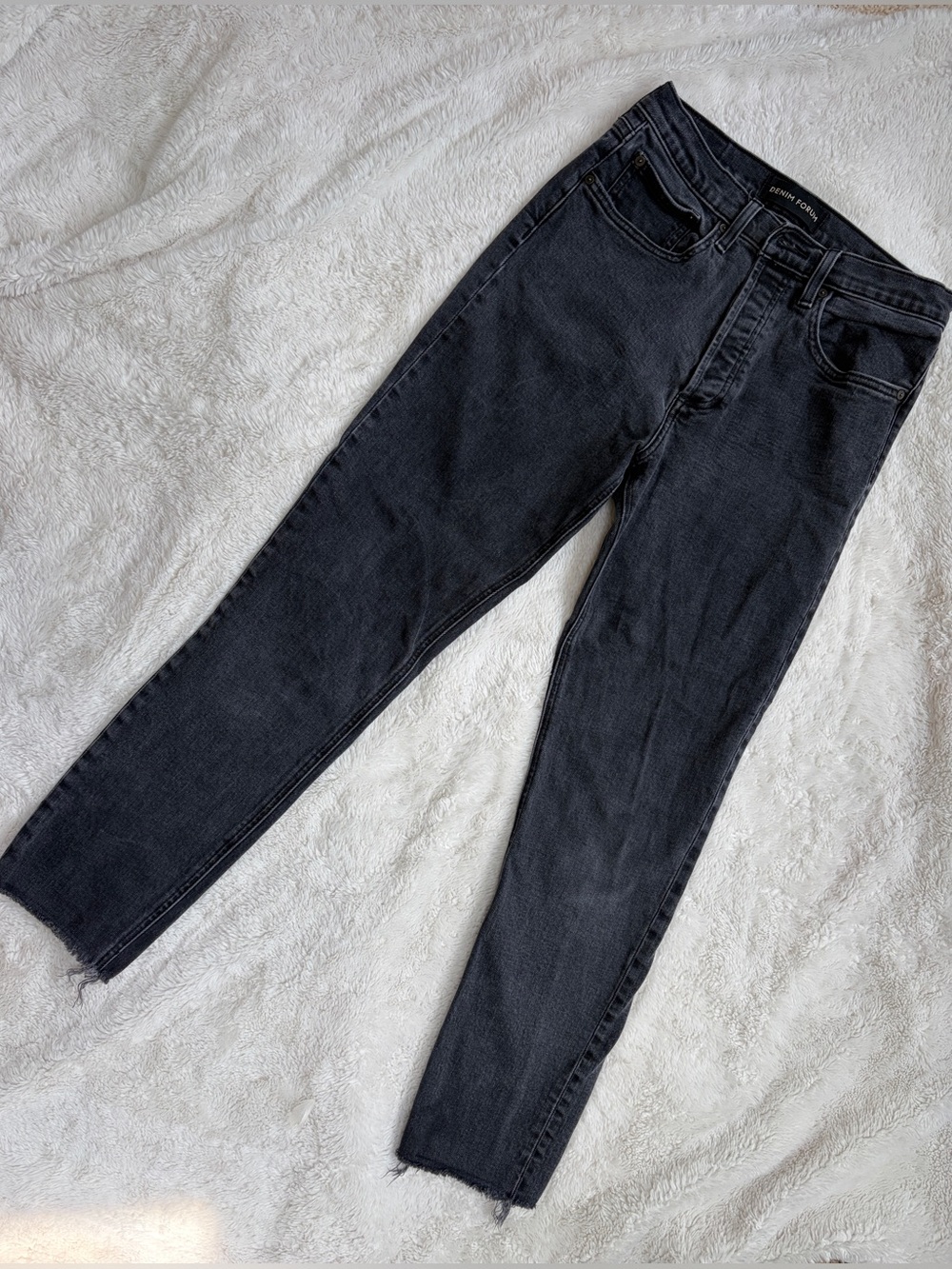 Denim Forum Black High-Rise Slim Straight Jeans